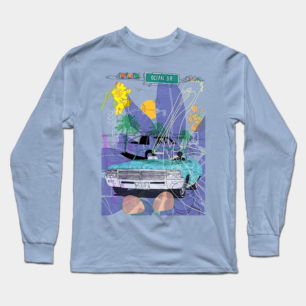 Miami Vibes Long Sleeve T-Shirt by davidbushell82